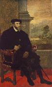 TIZIANO Vecellio Portrait of Charles V Seated  r oil on canvas